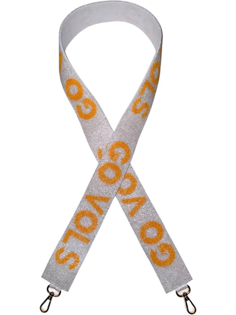 Beaded Purse Strap for Game Day, Clear Handbag Replacement, Orange & White, Gold